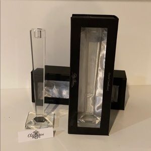 Oleg Cassini crystal candlesticks (set of 2) NIB